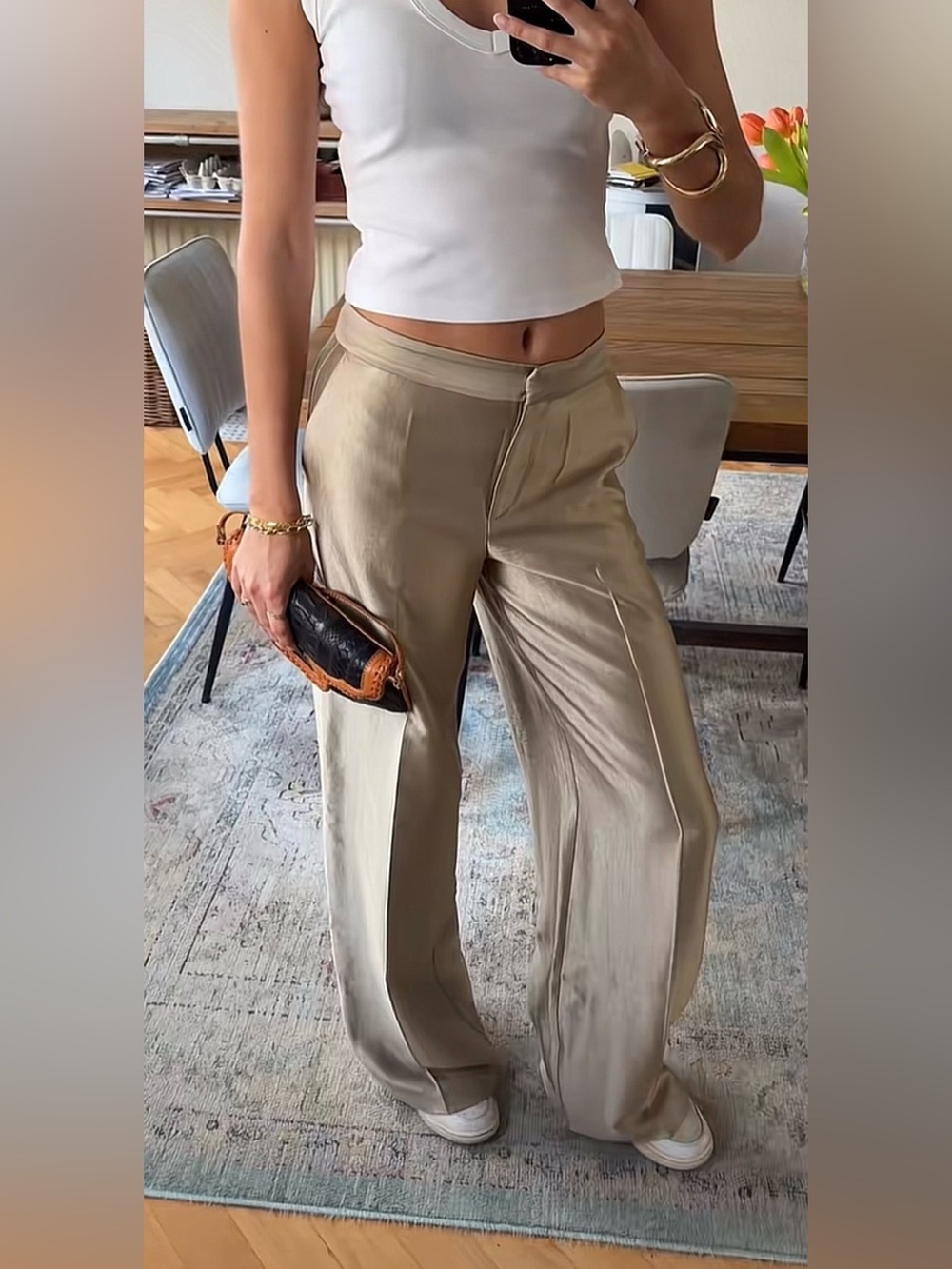 zara high-waisted straight leg pants